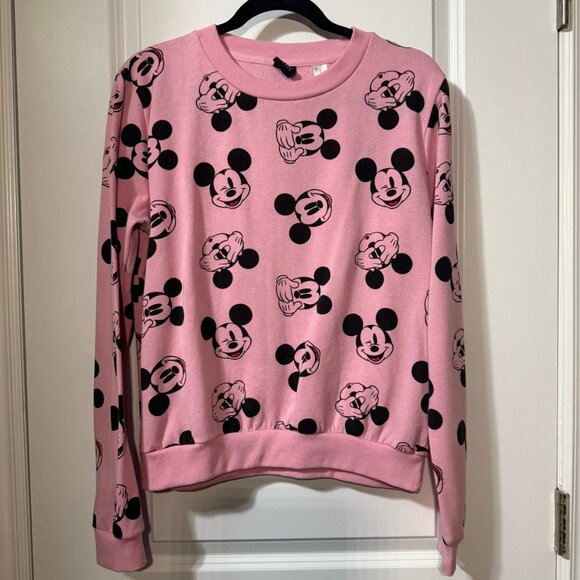 Disney Mickey Mouse Pink & Black Crewneck Sweatshirt – “See No Evil” Pattern – L - Picture 5 of 8